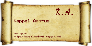 Kappel Ambrus névjegykártya